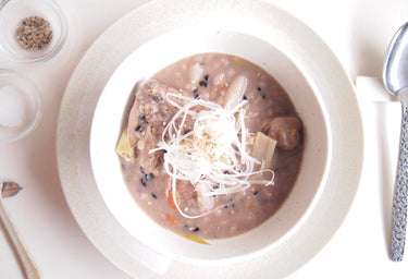 【レシピ】紫黒米ともち麦の参鶏湯粥