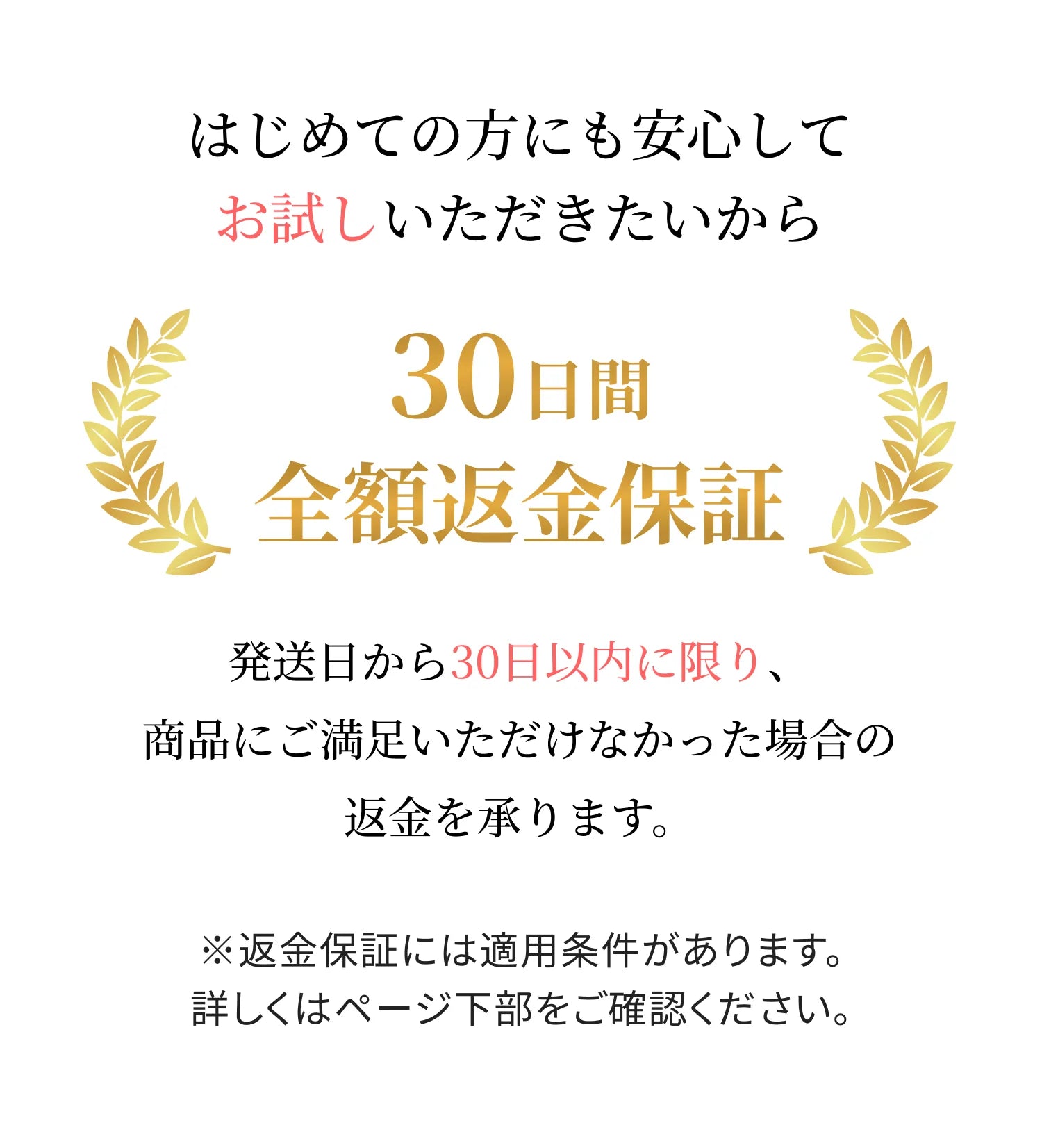 はじめての方にも安心してお試しいただきたいから、30日間全額返金保証