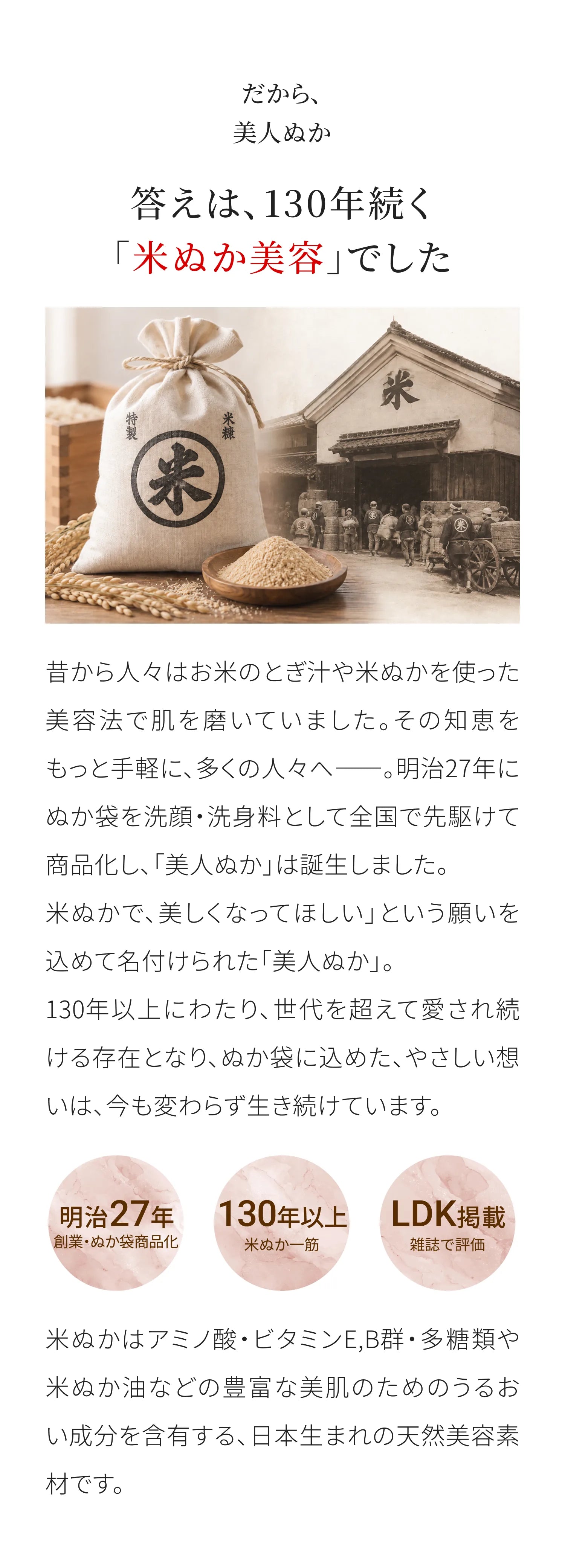 だから美人ぬか。お米のちからで肌を整える